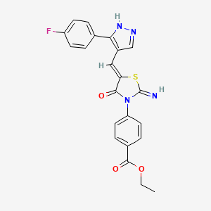 ethyl 4-(5-{[3-(4-fluorophenyl)-1H-pyrazol-4-yl]methylene}-2-imino-4-oxo-1,3-thiazolidin-3-yl)benzoate