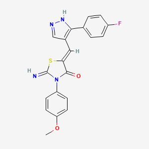 molecular formula C20H15FN4O2S B4294110 5-{[3-(4-fluorophenyl)-1H-pyrazol-4-yl]methylene}-2-imino-3-(4-methoxyphenyl)-1,3-thiazolidin-4-one 