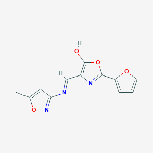 molecular formula C12H9N3O4 B429416 2-Furan-2-yl-4-[(5-methyl-isoxazol-3-ylimino)-methyl]-oxazol-5-ol 