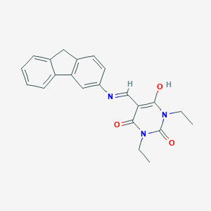 molecular formula C22H21N3O3 B429423 1,3-diethyl-5-[(9H-fluoren-3-ylamino)methylene]pyrimidine-2,4,6(1H,3H,5H)-trione 
