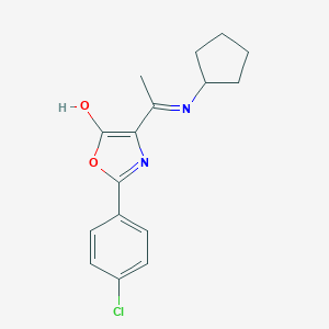 molecular formula C16H17ClN2O2 B429428 2-(4-chlorophenyl)-4-[1-(cyclopentylamino)ethylidene]-1,3-oxazol-5(4H)-one 