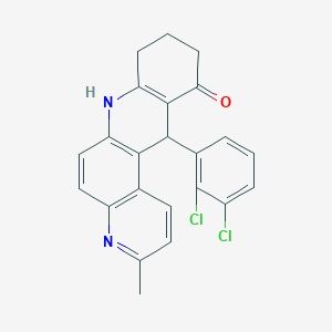 molecular formula C23H18Cl2N2O B4294291 12-(2,3-dichlorophenyl)-3-methyl-8,9,10,12-tetrahydrobenzo[b]-4,7-phenanthrolin-11(7H)-one 