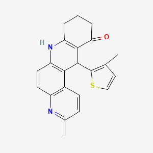 molecular formula C22H20N2OS B4294297 3-methyl-12-(3-methyl-2-thienyl)-8,9,10,12-tetrahydrobenzo[b]-4,7-phenanthrolin-11(7H)-one 