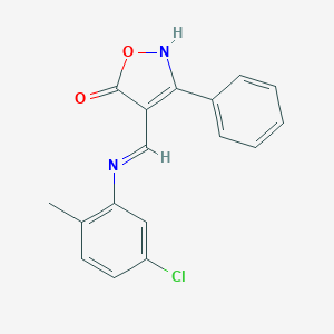 molecular formula C17H13ClN2O2 B429434 4-[(5-chloro-2-methylanilino)methylene]-3-phenyl-5(4H)-isoxazolone 