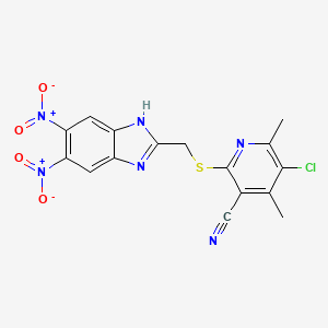 molecular formula C16H11ClN6O4S B4294352 5-chloro-2-{[(5,6-dinitro-1H-benzimidazol-2-yl)methyl]thio}-4,6-dimethylnicotinonitrile 