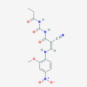 molecular formula C15H15N5O6 B429436 N-(2-cyano-3-{4-nitro-2-methoxyanilino}acryloyl)-N'-propionylurea 