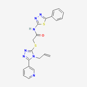 molecular formula C20H17N7OS2 B4294382 2-[(4-allyl-5-pyridin-3-yl-4H-1,2,4-triazol-3-yl)thio]-N-(5-phenyl-1,3,4-thiadiazol-2-yl)acetamide 