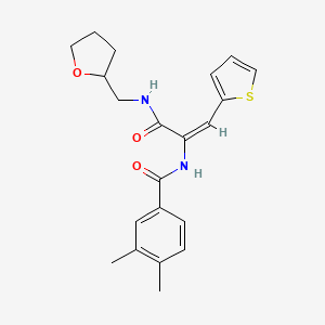 molecular formula C21H24N2O3S B4294392 3,4-dimethyl-N-[1-{[(tetrahydrofuran-2-ylmethyl)amino]carbonyl}-2-(2-thienyl)vinyl]benzamide 