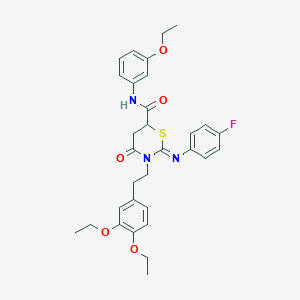 3-[2-(3,4-diethoxyphenyl)ethyl]-N-(3-ethoxyphenyl)-2-[(4-fluorophenyl)imino]-4-oxo-1,3-thiazinane-6-carboxamide