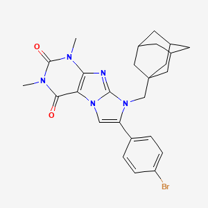 molecular formula C26H28BrN5O2 B4294463 8-(1-adamantylmethyl)-7-(4-bromophenyl)-1,3-dimethyl-1H-imidazo[2,1-f]purine-2,4(3H,8H)-dione 