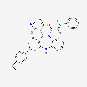 molecular formula C37H35N3O2 B4294469 3-(4-tert-butylphenyl)-10-cinnamoyl-11-pyridin-3-yl-2,3,4,5,10,11-hexahydro-1H-dibenzo[b,e][1,4]diazepin-1-one 
