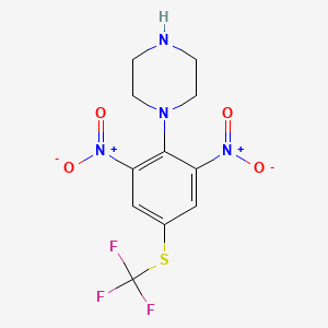 molecular formula C11H11F3N4O4S B4294475 1-{2,6-dinitro-4-[(trifluoromethyl)thio]phenyl}piperazine 