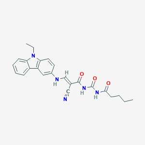 molecular formula C24H25N5O3 B429448 N-{2-cyano-3-[(9-ethyl-9H-carbazol-3-yl)amino]acryloyl}-N'-pentanoylurea 