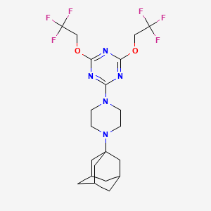 molecular formula C21H27F6N5O2 B4294497 2-[4-(1-adamantyl)piperazin-1-yl]-4,6-bis(2,2,2-trifluoroethoxy)-1,3,5-triazine 