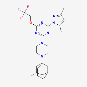 molecular formula C24H32F3N7O B4294499 2-[4-(1-adamantyl)piperazin-1-yl]-4-(3,5-dimethyl-1H-pyrazol-1-yl)-6-(2,2,2-trifluoroethoxy)-1,3,5-triazine 