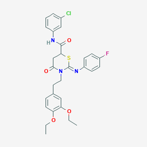 N-(3-chlorophenyl)-3-[2-(3,4-diethoxyphenyl)ethyl]-2-[(4-fluorophenyl)imino]-4-oxo-1,3-thiazinane-6-carboxamide