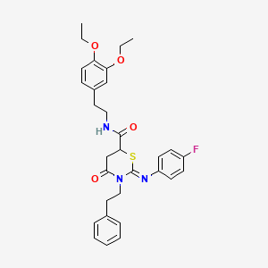 molecular formula C31H34FN3O4S B4294506 N-[2-(3,4-diethoxyphenyl)ethyl]-2-[(4-fluorophenyl)imino]-4-oxo-3-(2-phenylethyl)-1,3-thiazinane-6-carboxamide 