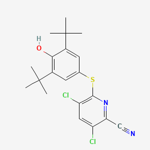 molecular formula C20H22Cl2N2OS B4294536 3,5-dichloro-6-[(3,5-di-tert-butyl-4-hydroxyphenyl)thio]pyridine-2-carbonitrile 