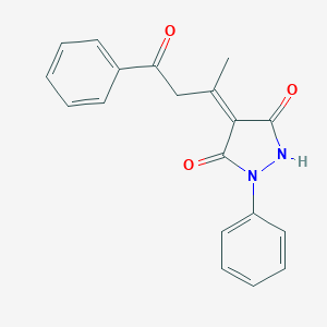 molecular formula C19H16N2O3 B429455 4-(1-Methyl-3-oxo-3-phenylpropylidene)-1-phenyl-3,5-pyrazolidinedione 