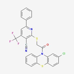 molecular formula C27H15ClF3N3OS2 B4294609 2-{[2-(2-chloro-10H-phenothiazin-10-yl)-2-oxoethyl]thio}-6-phenyl-4-(trifluoromethyl)nicotinonitrile 