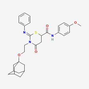 molecular formula C30H35N3O4S B4294676 3-[2-(1-adamantyloxy)ethyl]-N-(4-methoxyphenyl)-4-oxo-2-(phenylimino)-1,3-thiazinane-6-carboxamide 