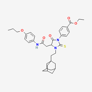 molecular formula C35H43N3O5S B4294680 ethyl 4-(3-[2-(1-adamantyl)ethyl]-5-oxo-4-{2-oxo-2-[(4-propoxyphenyl)amino]ethyl}-2-thioxoimidazolidin-1-yl)benzoate 