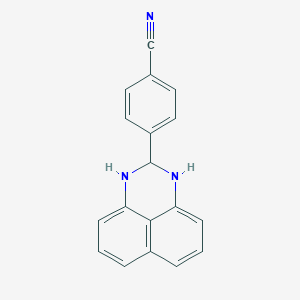 molecular formula C18H13N3 B429469 4-(2,3-dihydro-1H-perimidin-2-yl)benzonitrile 