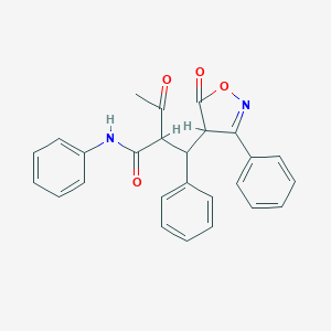 molecular formula C26H22N2O4 B429471 3-oxo-2-[(5-oxo-3-phenyl-4,5-dihydro-4-isoxazolyl)(phenyl)methyl]-N-phenylbutanamide 