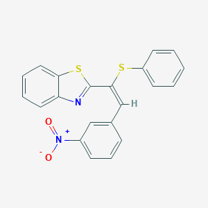 molecular formula C21H14N2O2S2 B429472 2-[2-{3-Nitrophenyl}-1-(phenylsulfanyl)vinyl]-1,3-benzothiazole 