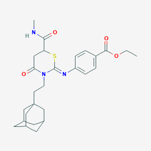 ethyl 4-({3-[2-(1-adamantyl)ethyl]-6-[(methylamino)carbonyl]-4-oxo-1,3-thiazinan-2-ylidene}amino)benzoate
