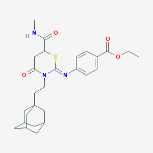 molecular formula C27H35N3O4S B4294724 ethyl 4-({3-[2-(1-adamantyl)ethyl]-6-[(methylamino)carbonyl]-4-oxo-1,3-thiazinan-2-ylidene}amino)benzoate 