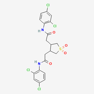 molecular formula C20H18Cl4N2O4S B4294760 2,2'-(1,1-dioxidotetrahydrothiene-3,4-diyl)bis[N-(2,4-dichlorophenyl)acetamide] 
