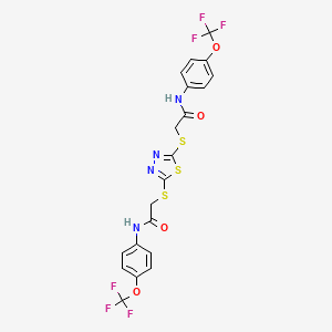 molecular formula C20H14F6N4O4S3 B4294785 2,2'-[1,3,4-thiadiazole-2,5-diylbis(thio)]bis{N-[4-(trifluoromethoxy)phenyl]acetamide} 