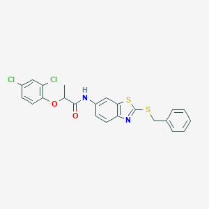 molecular formula C23H18Cl2N2O2S2 B429484 N-[2-(benzylsulfanyl)-1,3-benzothiazol-6-yl]-2-(2,4-dichlorophenoxy)propanamide 