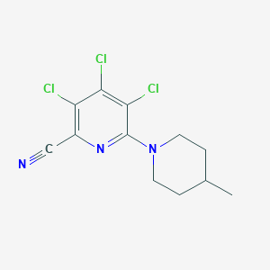 molecular formula C12H12Cl3N3 B4294845 3,4,5-trichloro-6-(4-methylpiperidin-1-yl)pyridine-2-carbonitrile 