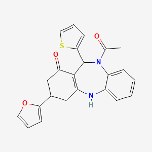 10-acetyl-3-(2-furyl)-11-(2-thienyl)-2,3,4,5,10,11-hexahydro-1H-dibenzo[b,e][1,4]diazepin-1-one