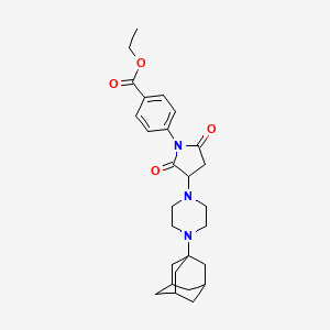 molecular formula C27H35N3O4 B4294872 ethyl 4-{3-[4-(1-adamantyl)piperazin-1-yl]-2,5-dioxopyrrolidin-1-yl}benzoate 