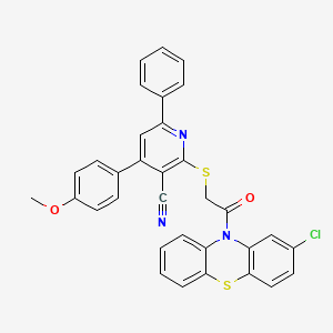 2-{[2-(2-chloro-10H-phenothiazin-10-yl)-2-oxoethyl]thio}-4-(4-methoxyphenyl)-6-phenylnicotinonitrile