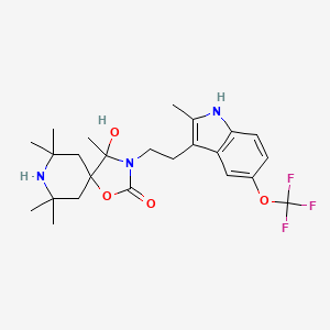 molecular formula C24H32F3N3O4 B4294914 4-hydroxy-4,7,7,9,9-pentamethyl-3-{2-[2-methyl-5-(trifluoromethoxy)-1H-indol-3-yl]ethyl}-1-oxa-3,8-diazaspiro[4.5]decan-2-one 