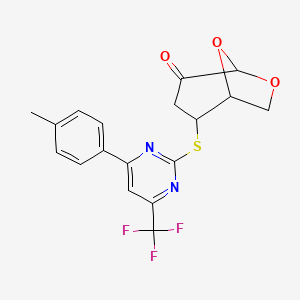 2-{[4-(4-methylphenyl)-6-(trifluoromethyl)pyrimidin-2-yl]thio}-6,8-dioxabicyclo[3.2.1]octan-4-one