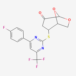 2-{[4-(4-fluorophenyl)-6-(trifluoromethyl)pyrimidin-2-yl]thio}-6,8-dioxabicyclo[3.2.1]octan-4-one