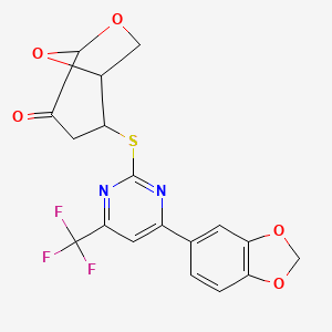 2-{[4-(1,3-benzodioxol-5-yl)-6-(trifluoromethyl)pyrimidin-2-yl]thio}-6,8-dioxabicyclo[3.2.1]octan-4-one