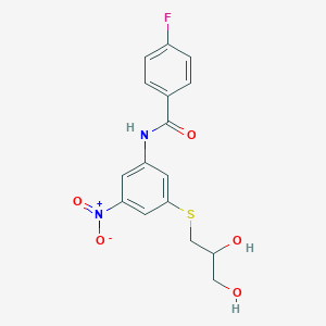 molecular formula C16H15FN2O5S B4294975 N-{3-[(2,3-dihydroxypropyl)thio]-5-nitrophenyl}-4-fluorobenzamide 