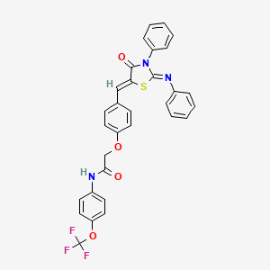 2-(4-{[4-oxo-3-phenyl-2-(phenylimino)-1,3-thiazolidin-5-ylidene]methyl}phenoxy)-N-[4-(trifluoromethoxy)phenyl]acetamide