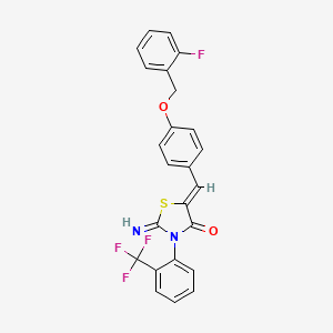 molecular formula C24H16F4N2O2S B4294989 5-{4-[(2-fluorobenzyl)oxy]benzylidene}-2-imino-3-[2-(trifluoromethyl)phenyl]-1,3-thiazolidin-4-one 