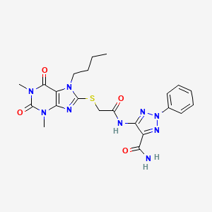 molecular formula C22H25N9O4S B4295005 5-({[(7-butyl-1,3-dimethyl-2,6-dioxo-2,3,6,7-tetrahydro-1H-purin-8-yl)thio]acetyl}amino)-2-phenyl-2H-1,2,3-triazole-4-carboxamide 