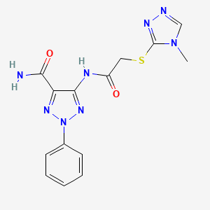 molecular formula C14H14N8O2S B4295011 5-({[(4-methyl-4H-1,2,4-triazol-3-yl)thio]acetyl}amino)-2-phenyl-2H-1,2,3-triazole-4-carboxamide 