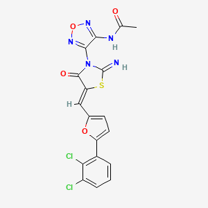 molecular formula C18H11Cl2N5O4S B4295016 N-[4-(5-{[5-(2,3-dichlorophenyl)-2-furyl]methylene}-2-imino-4-oxo-1,3-thiazolidin-3-yl)-1,2,5-oxadiazol-3-yl]acetamide 