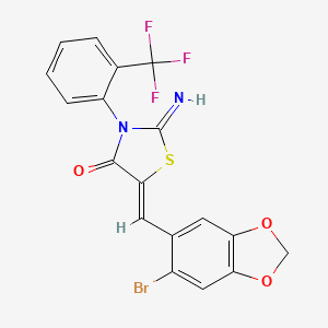 5-[(6-bromo-1,3-benzodioxol-5-yl)methylene]-2-imino-3-[2-(trifluoromethyl)phenyl]-1,3-thiazolidin-4-one