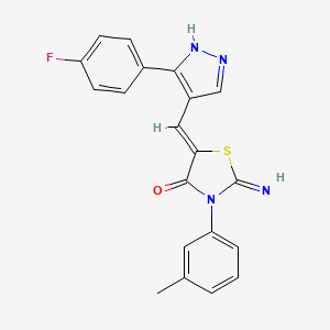 molecular formula C20H15FN4OS B4295032 5-{[3-(4-fluorophenyl)-1H-pyrazol-4-yl]methylene}-2-imino-3-(3-methylphenyl)-1,3-thiazolidin-4-one 